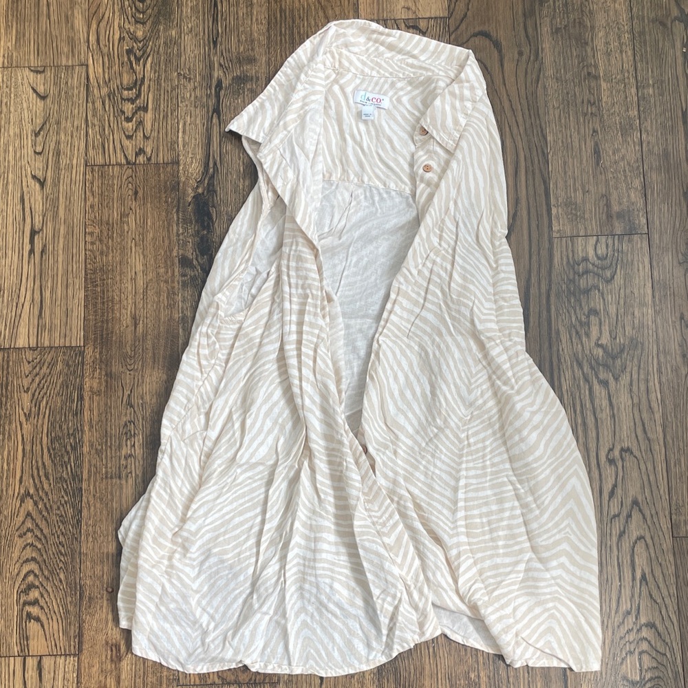 Elegant Beige Striped Button Down Shirt